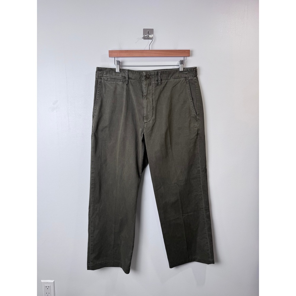 Alex Mill Men Olive Cotton Herringbone Twill Chino Pants Size 33